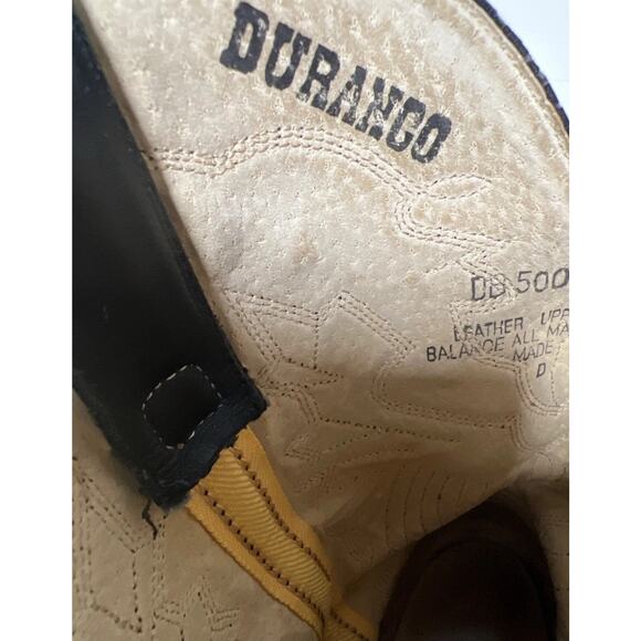 Durango Men's Black Round Toe Silver Toe Trimmed Cowboy Boots Size-10D - Picture 2 of 7